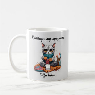 Funny Knitter Tasse Superpower Cat