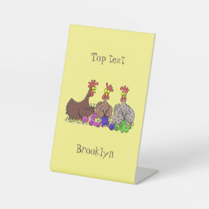 Funny knitting chickens cartoon illustration sockelschild