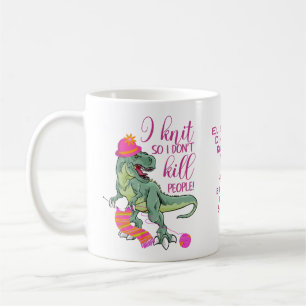 Funny Knitting Quote Dinosaur Kaffeetasse