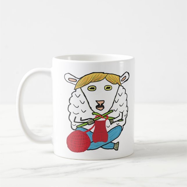 Funny Knitting Sheep Kaffeetasse (Links)