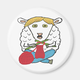 Funny Knitting Sheep Magnet