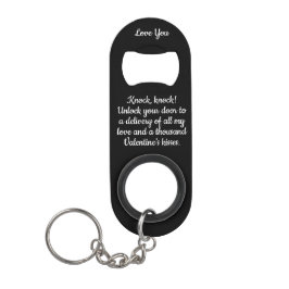 Funny Knock Knock Valentine's Love Poem Black Mini Flaschenöffner