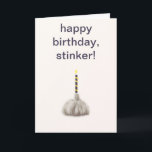 Funny Knolic Happy Birthday Stinker Humour Albern Karte<br><div class="desc">Eine Geburtstagskarte für ihn mit der Meldung "Happy Geburtday, Stinker" und dem darin enthaltenen Text mit folgendem Wortlaut: "Ich hoffe, Sie feiern heute mit viel Knoblauchpizza. Wie du es magst!" Sie können die Namen des Absenders und des Empfängers, die Begrüßung und den Text personalisieren, um ihm eine humorvolle, alberne Witz...</div>