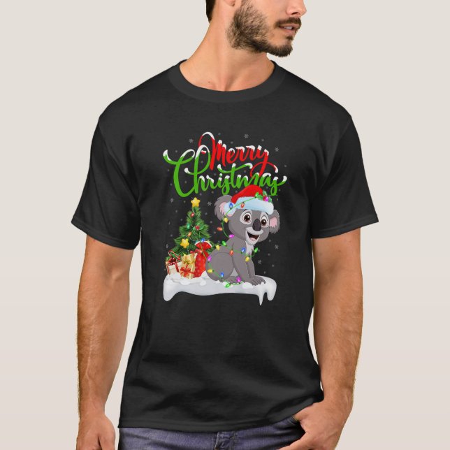 Funny Koala Animal Lover Xmas Lighting Koala Chris T-Shirt (Vorderseite)