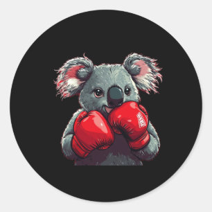 Funny Koala Bär im Ring mit Boxhandschuhen Co Runder Aufkleber