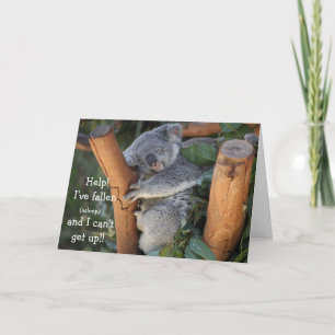 Funny Koala Bear, Belated Birthday Card Karte
