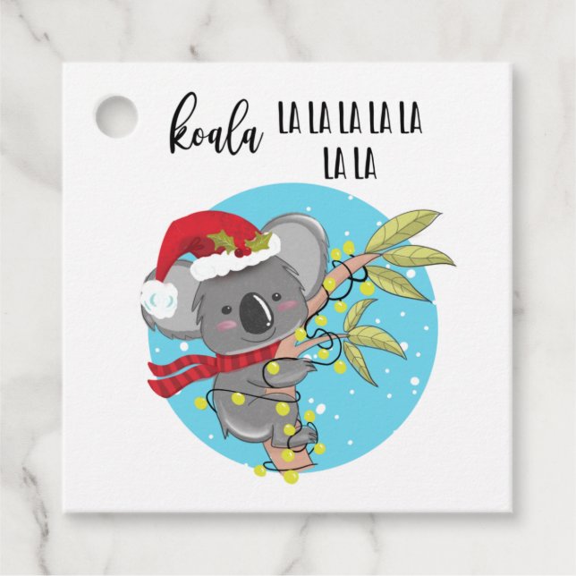 Funny Koala Christmas card fa la Australia Geschenkanhänger (Vorderseite)