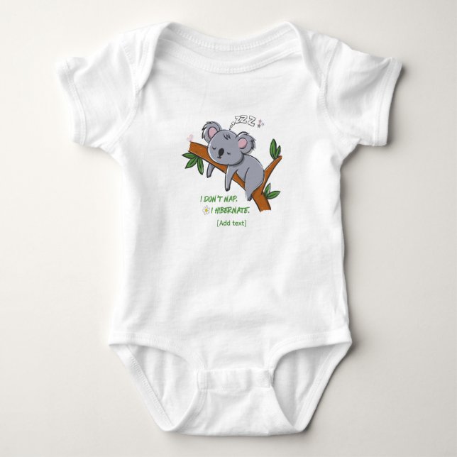 Funny Koala Hibernation - Sleepy Animal Quote for  Baby Strampler (Vorderseite)