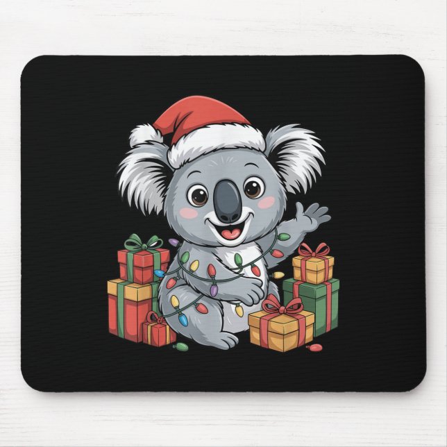 Funny Koala Weihnachtsmannmütze Animals liebt Ugly Mousepad (Vorne)