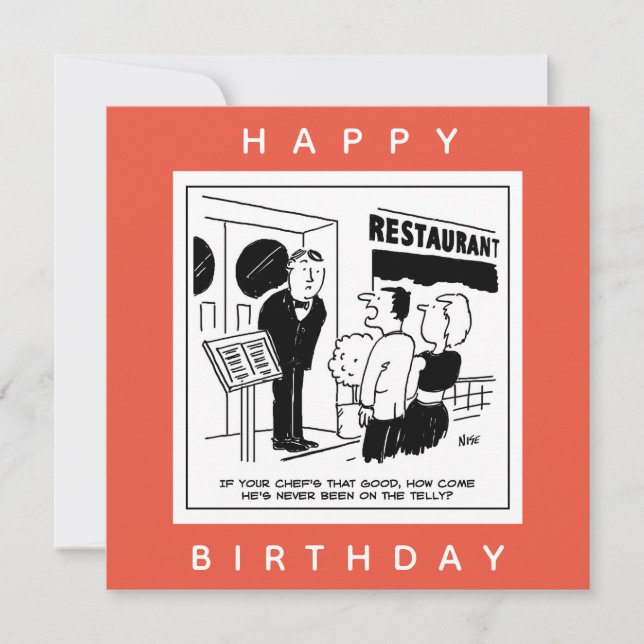 Funny Koch Cartoon - Ist der Koch sehr bekannt? Karte (Vorderseite)