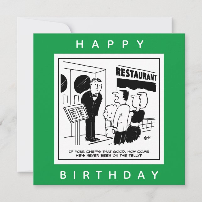 Funny Koch Cartoon - Ist der Koch sehr bekannt? Karte (Vorderseite)