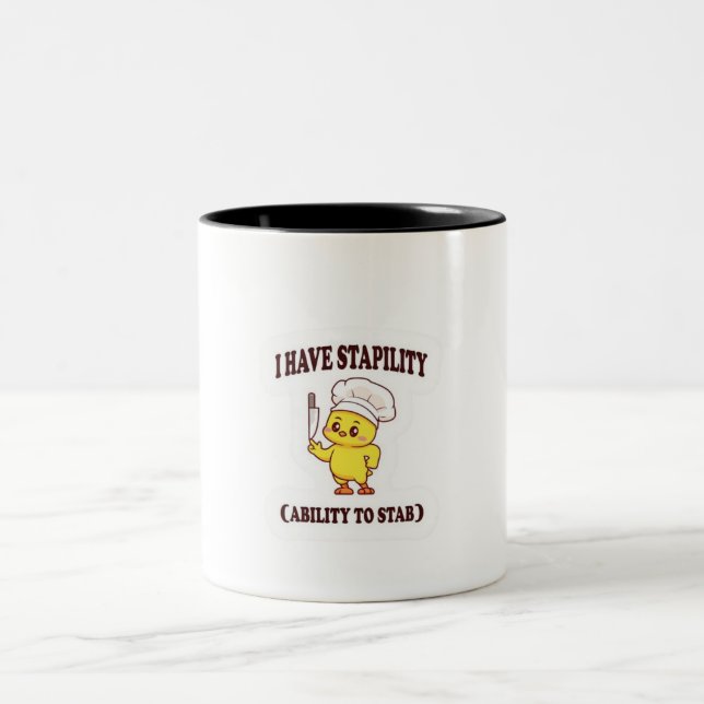 Funny Koch Hühner T - Shirt - "Ich habe Stabilität Zweifarbige Tasse (Mittel)