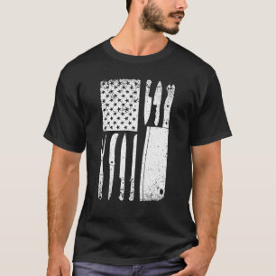 Funny Koch Knife American Flag Design for Men Wome T-Shirt