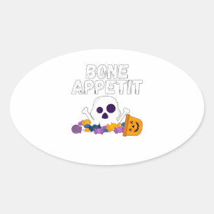 Funny Koch Pun Bone Appetit Halloween Candy Ovaler Aufkleber