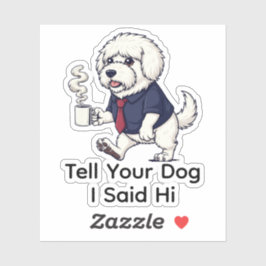 Funny Komondor Dog Business Suit Coffee Aufkleber