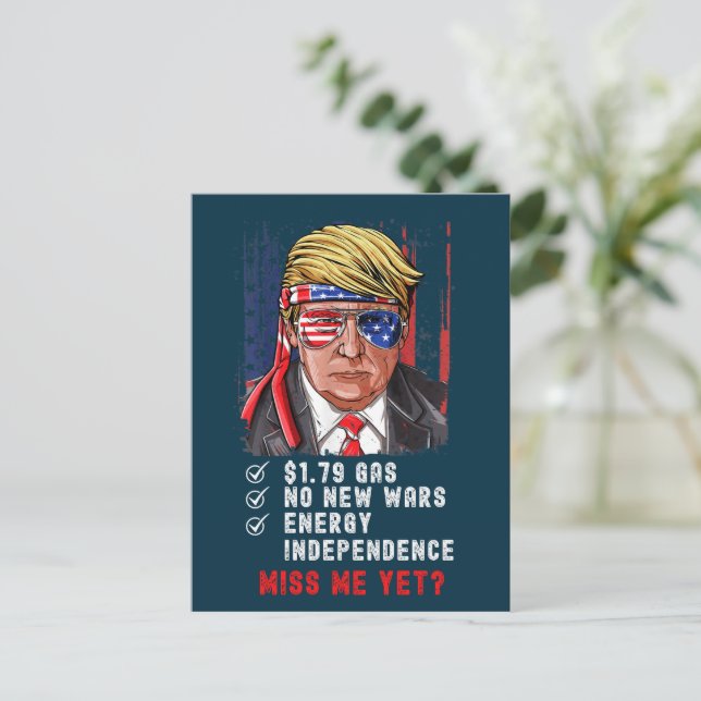 Funny konservativ gegen Biden Miss Me yet Postkarte (Stehend Vorderseite)