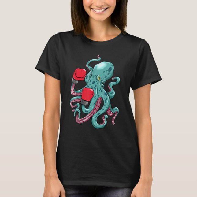 Funny Kraken Octopus Boxhandschuhe Unterwasser T-Shirt (Vorderseite)