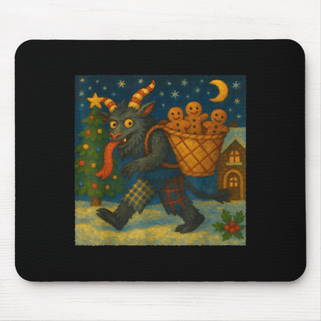 Funny Krampus Gingerbread Night Festive Creepy Hol Mousepad (Vorne)