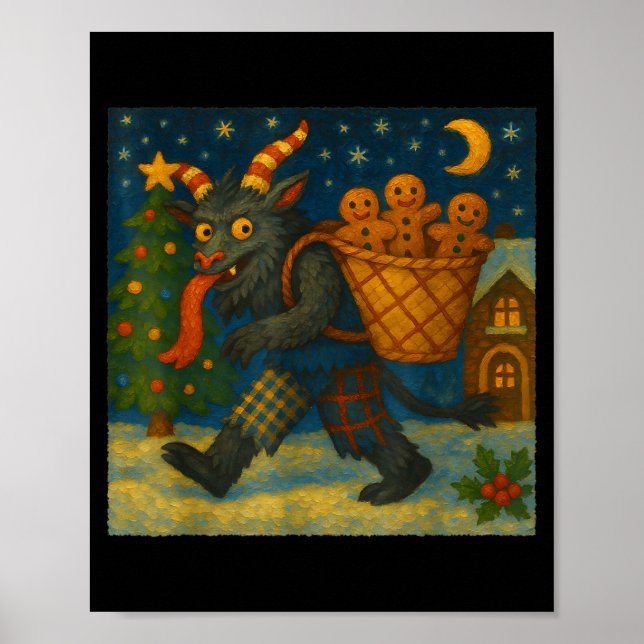 Funny Krampus Gingerbread Night Festive Creepy Hol Poster (Vorne)