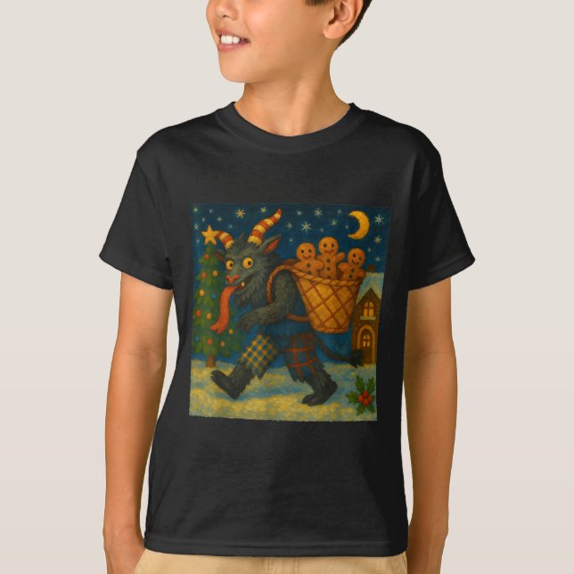 Funny Krampus Gingerbread Night Festive Creepy Hol T-Shirt (Vorderseite)