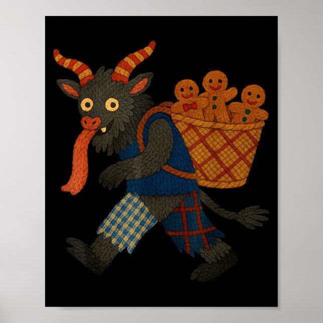 Funny Krampus Gingerbread Yarn Art Creepy Holiday  Poster (Vorne)