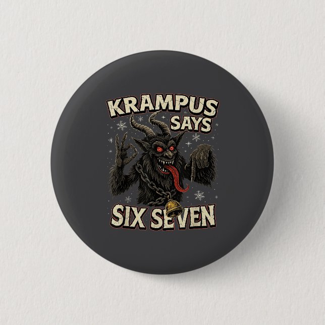 Funny Krampus Says Six Seven 6 7 Meme Christmas Ho Button (Vorderseite)