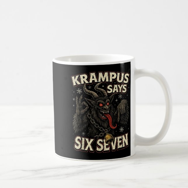 Funny Krampus Says Six Seven 6 7 Meme Christmas Ho Kaffeetasse (Rechts)