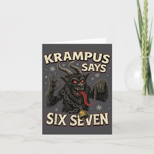 Funny Krampus Says Six Seven 6 7 Meme Christmas Ho Karte (Vorderseite)