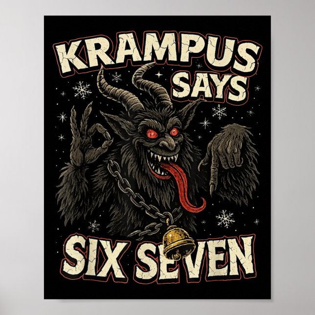 Funny Krampus Says Six Seven 6 7 Meme Christmas Ho Poster (Vorne)