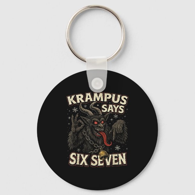 Funny Krampus Says Six Seven 6 7 Meme Christmas Ho Schlüsselanhänger (Vorderseite)