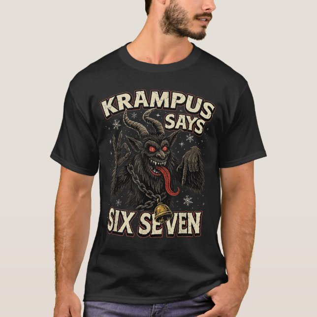 Funny Krampus Says Six Seven 6 7 Meme Christmas Ho T-Shirt (Vorderseite)