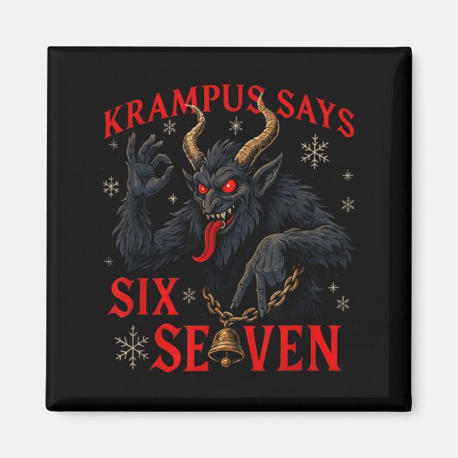 Funny Krampus Says Six Seven 6 7 Meme Christmas Xm Magnet (Vorne)