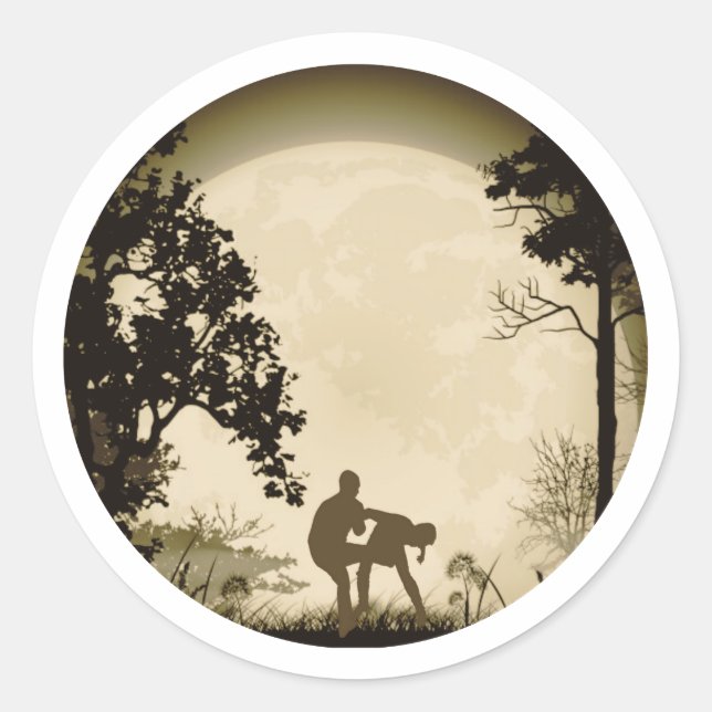 Funny Krav Maga Groin Kick Full Moon Sticker Brown (Vorderseite)