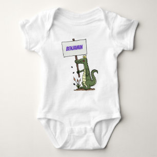 Funny Krocodil-Alarm mit Schild Cartoon Baby Strampler