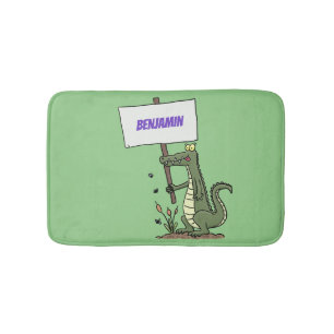 Funny Krocodil-Alarm mit Schild Cartoon Badematte