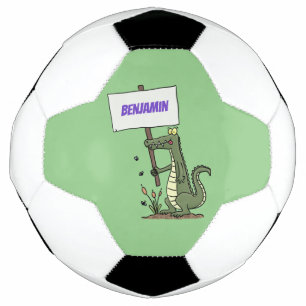Funny Krocodil-Alarm mit Schild Cartoon Fußball