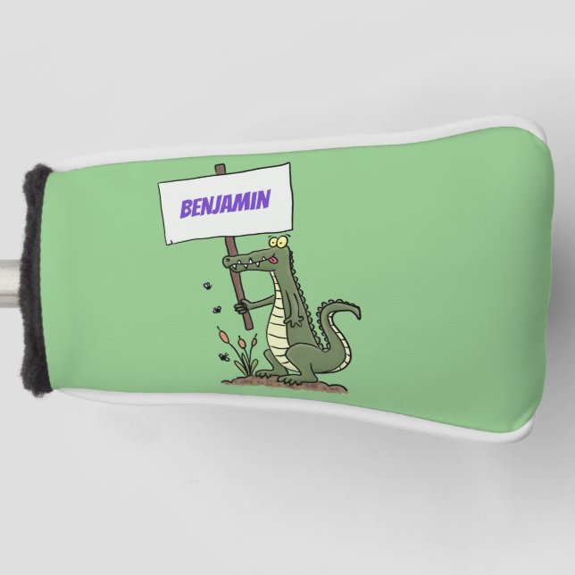Funny Krocodil-Alarm mit Schild Cartoon Golf Headcover (Vorderseite)