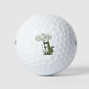 Funny Krocodil-Alarm mit Schild Cartoon Golfball