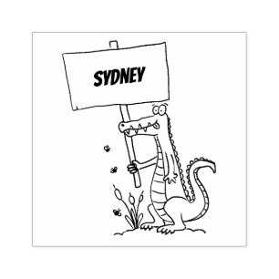 Funny Krocodil-Alarm mit Schild Cartoon Gummistempel