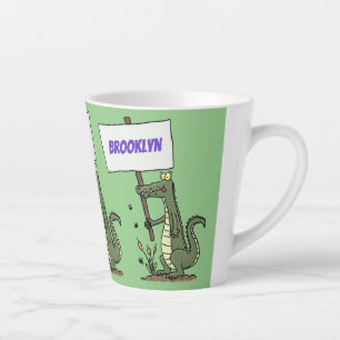 Funny Krocodil-Alarm mit Schild Cartoon Milchtasse