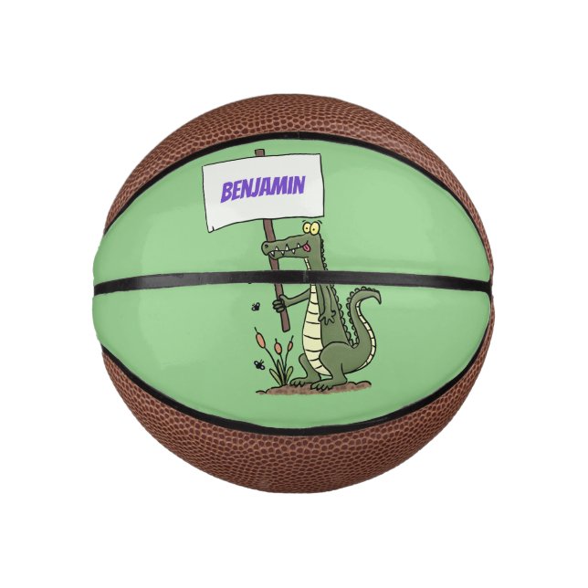 Funny Krocodil-Alarm mit Schild Cartoon Mini Basketball (Vorderseite)