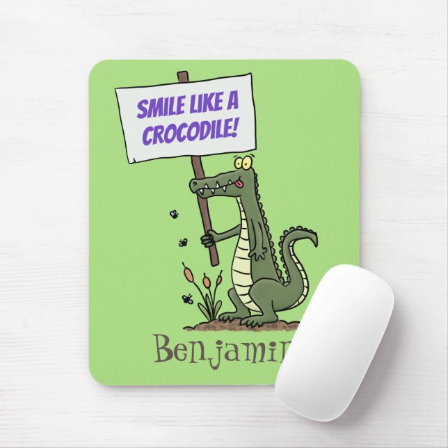 Funny Krocodil-Alarm mit Schild Cartoon Mousepad (Mit Mouse)