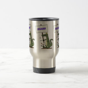 Funny Krocodil-Alarm mit Schild Cartoon Reisebecher