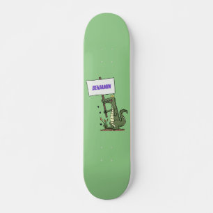 Funny Krocodil-Alarm mit Schild Cartoon Skateboard