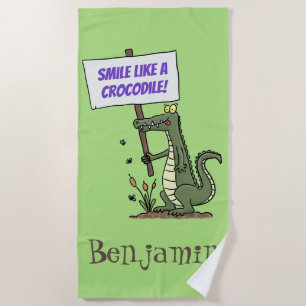 Funny Krocodil-Alarm mit Schild Cartoon Strandtuch
