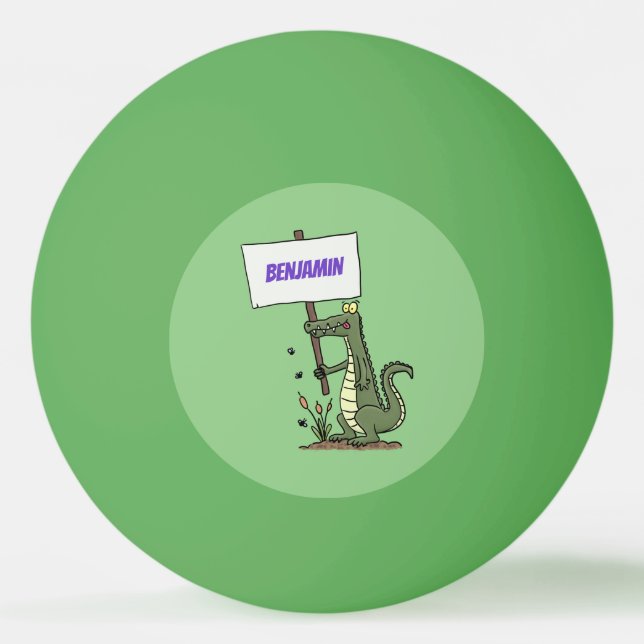 Funny Krocodil-Alarm mit Schild Cartoon Tischtennisball (Vorderseite)