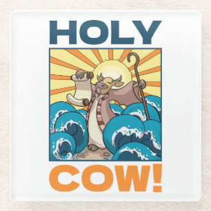 Funny Kuh Heilige Kuh! Visueller Cartoon von Pufft Glasuntersetzer