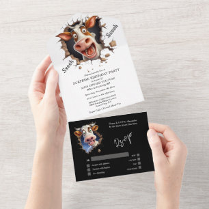 Funny Kuh Überraschung Party Ruhestand Abschluss All In One Einladung