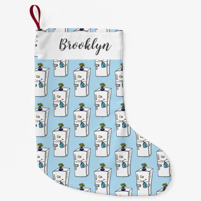 Funny Kühlschrank Cartoon Illustration Kleiner Weihnachtsstrumpf (Vorderseite)