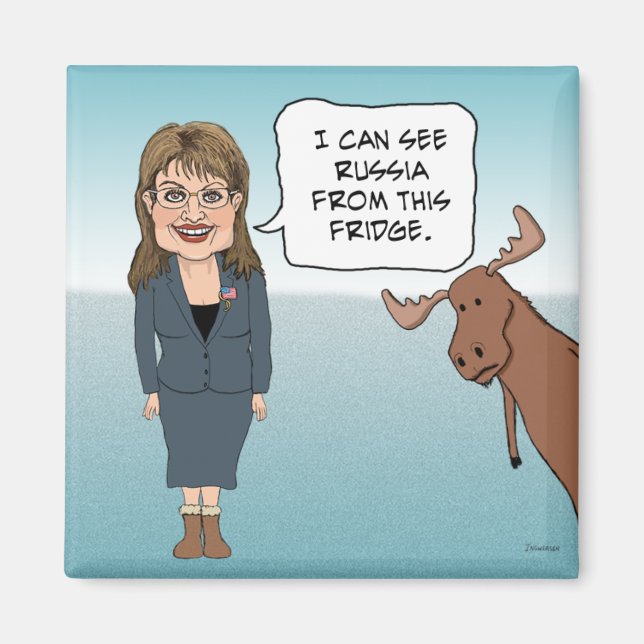 Funny Kühlschrankmagnet: Sarah Palin sieht Russlan Magnet (Vorne)